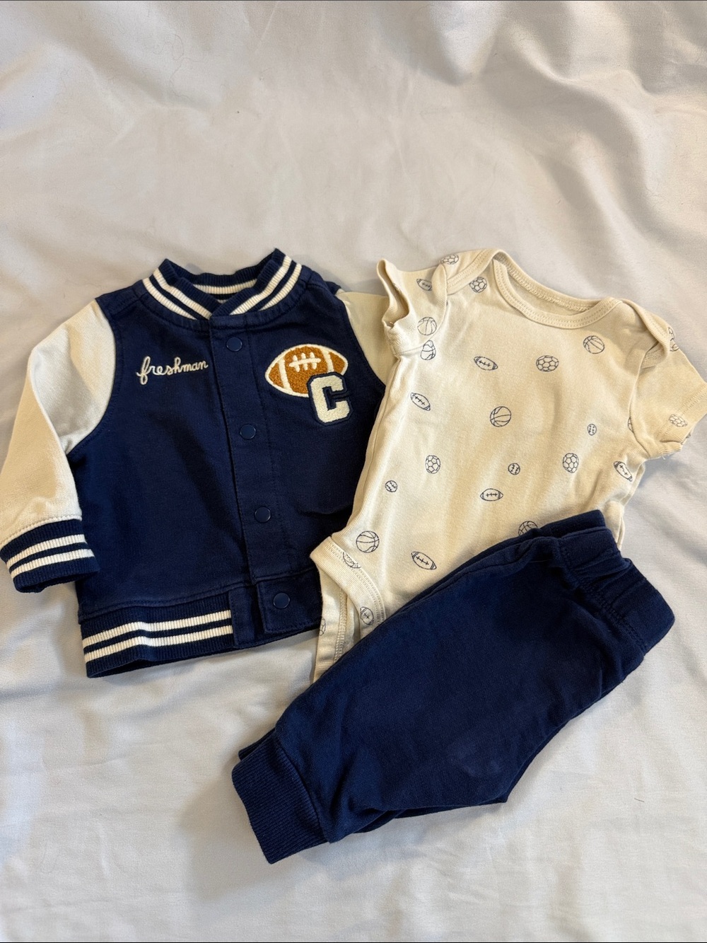 Carter's Navy and Cream Sports-Themed Baby Matching Set